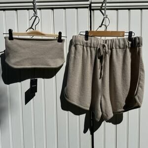 Lisa Yang Kiyo Shorts Selah Bandeau Bra Size 2 M / L Sand Cashmere Sweater Set